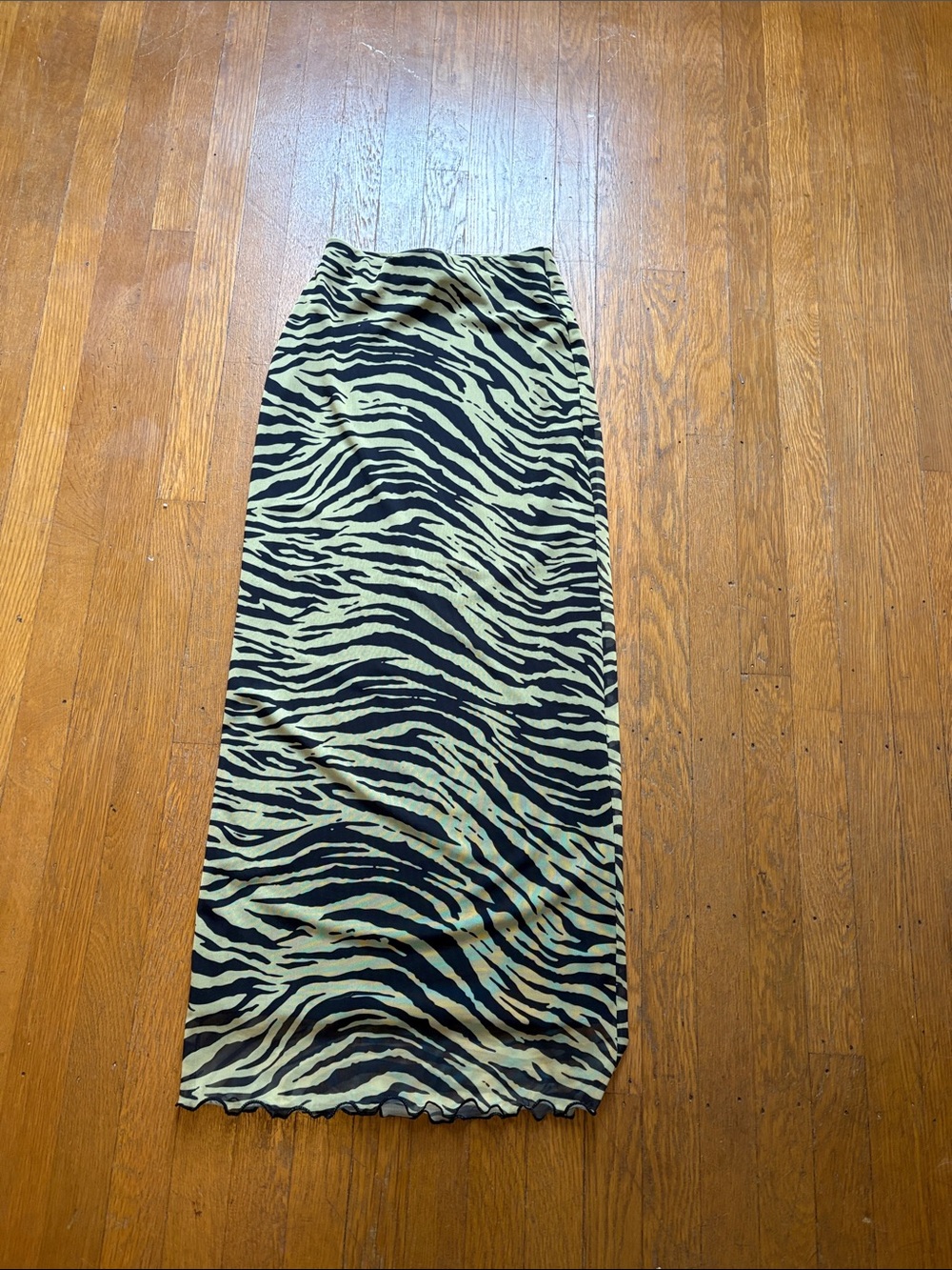 Top Shelf ZEbra -Print Maxi Skirt in Black and Khaki